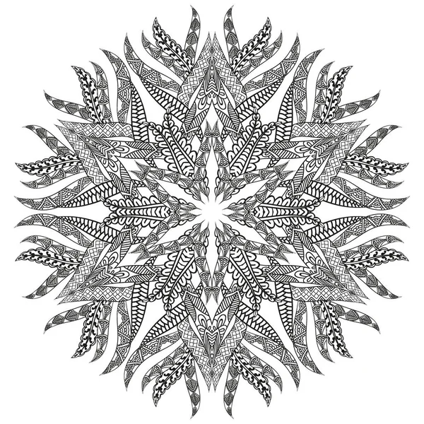 Színezés könyv szerkezeti Mandala. Fekete art elszigetelt fehér háttér. Anti-stressz színező oldal. — Stock Vector