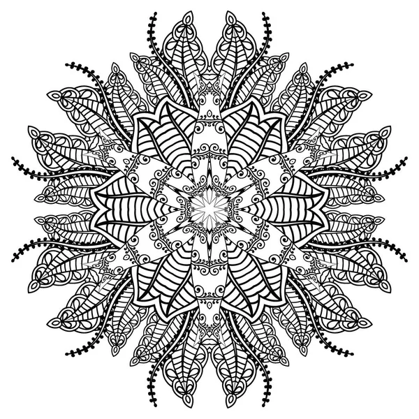 Anti-Stress-Malbuch mit Mandala, sieht aus wie handgezeichnetes kunstvolles Muster. — Stockvektor