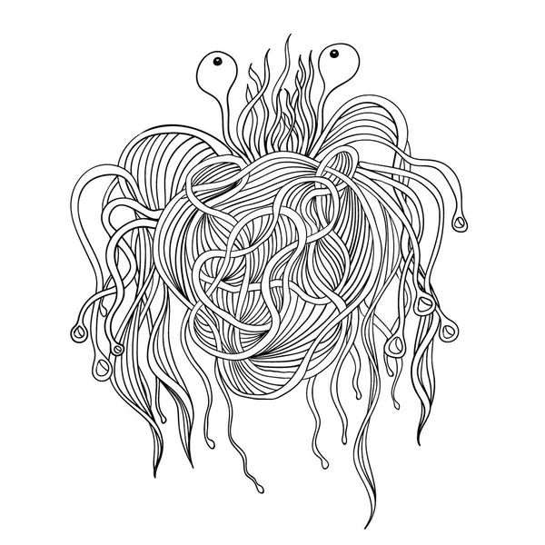 Pasta monster. Pastafarian god. — Stock Vector