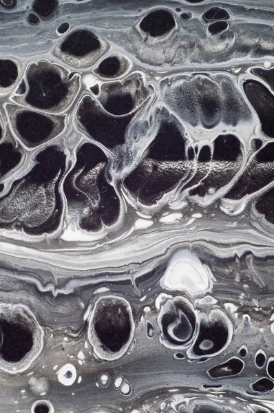 Marmorierter schwarz-weißer abstrakter Hintergrund. Marmormuster aus flüssigem Acryl — Stockfoto