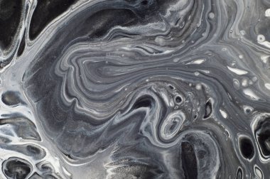 Mermer siyah ve beyaz arka plan. Sıvı akrilik mermer desen