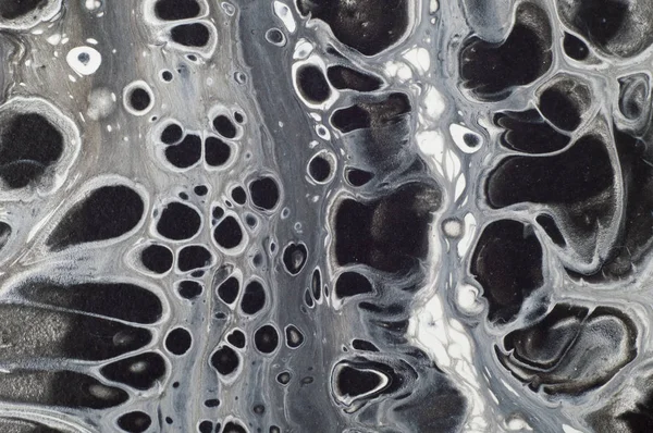 Marmorierter schwarz-weißer abstrakter Hintergrund. Marmormuster aus flüssigem Acryl — Stockfoto
