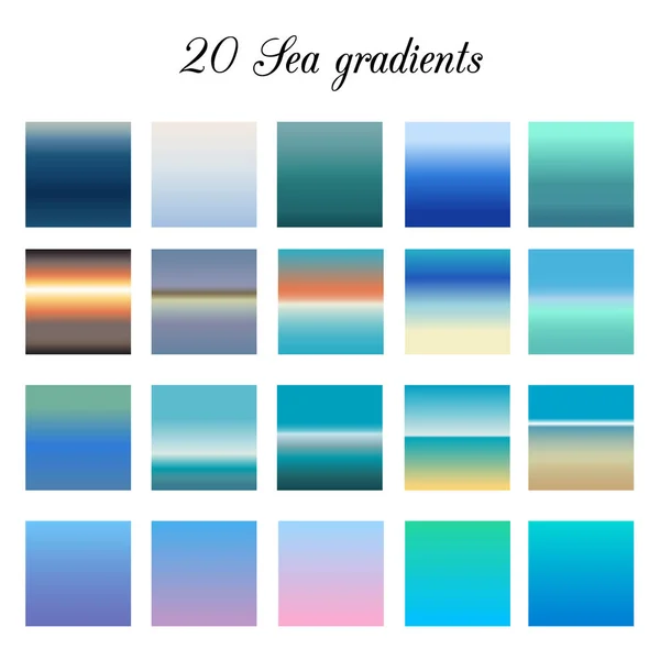 Sea colors gradients collection. Vector set of gradients for Adobe Illustrator — Stock Vector