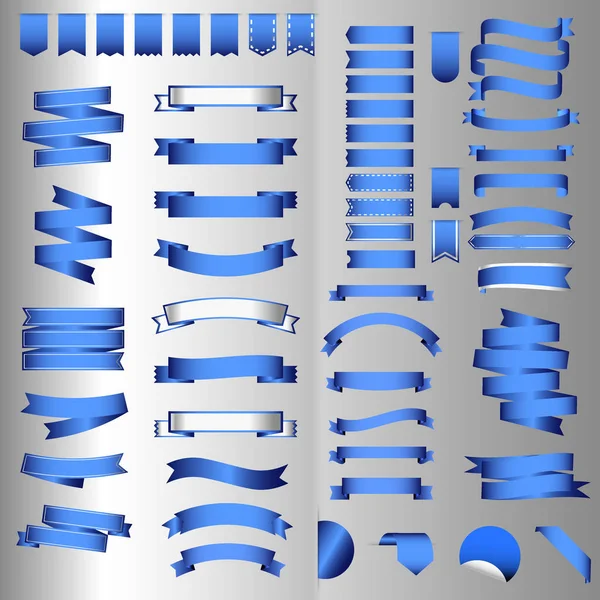 Fitas de web azul conjunto com malha de gradiente, ilustração vetorial — Vetor de Stock