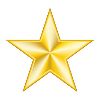 Beyaz arka plan üzerinde izole altın yıldız realictic simgesi