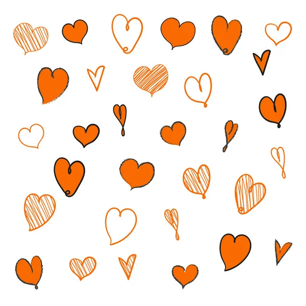 Coeurs dessinés à la main. Eléments de design pour la Saint Valentin — Image vectorielle