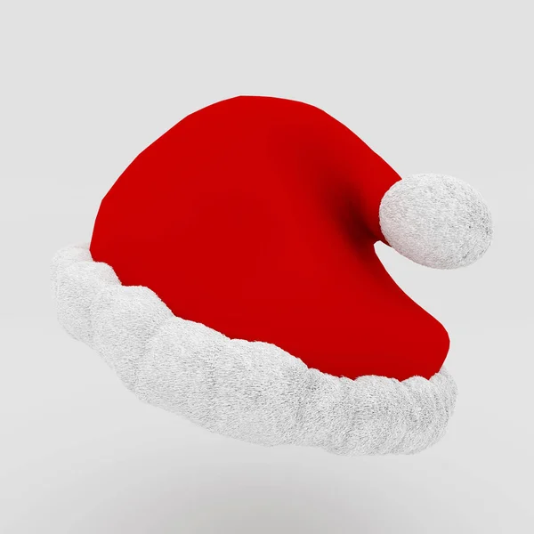 Santas red hat na bílém pozadí, 3d vykreslení — Stock fotografie