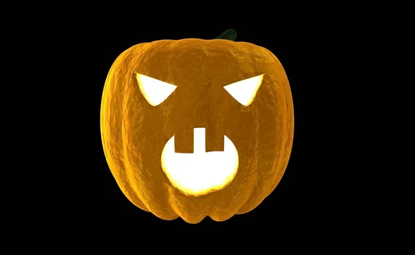 Halloween Zucca Jack O Lanterna 3d rendering isolato su sfondo nero con posto per il testo — Foto Stock