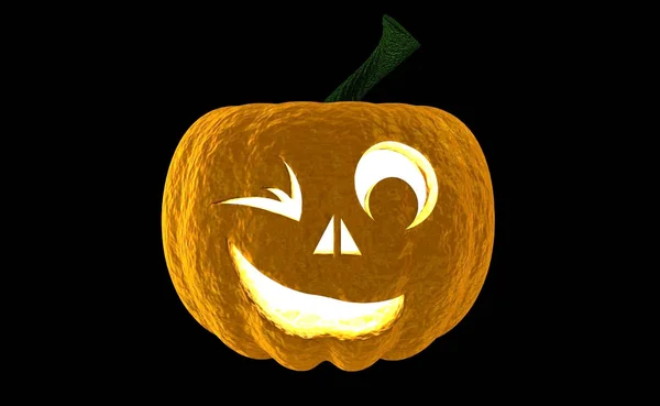 Halloween Pumpkin Jack O Lantern 3d vykreslování izolované na černém pozadí s místem pro text — Stock fotografie