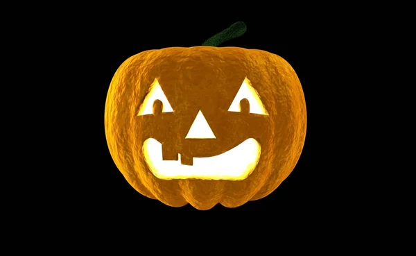 Halloween Pumpkin Jack O Lantern 3d vykreslování izolované na černém pozadí s místem pro text — Stock fotografie