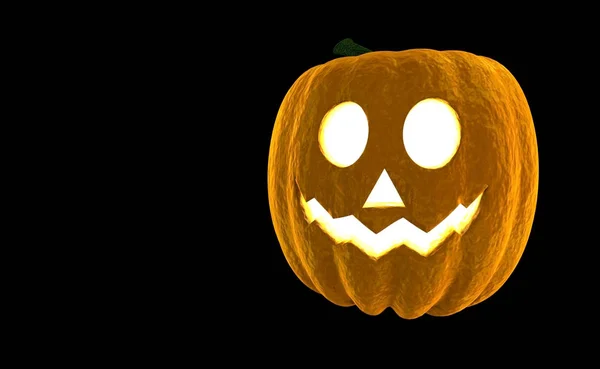 Halloween Pumpkin Jack O Lantern 3d vykreslování izolované na černém pozadí s místem pro text — Stock fotografie