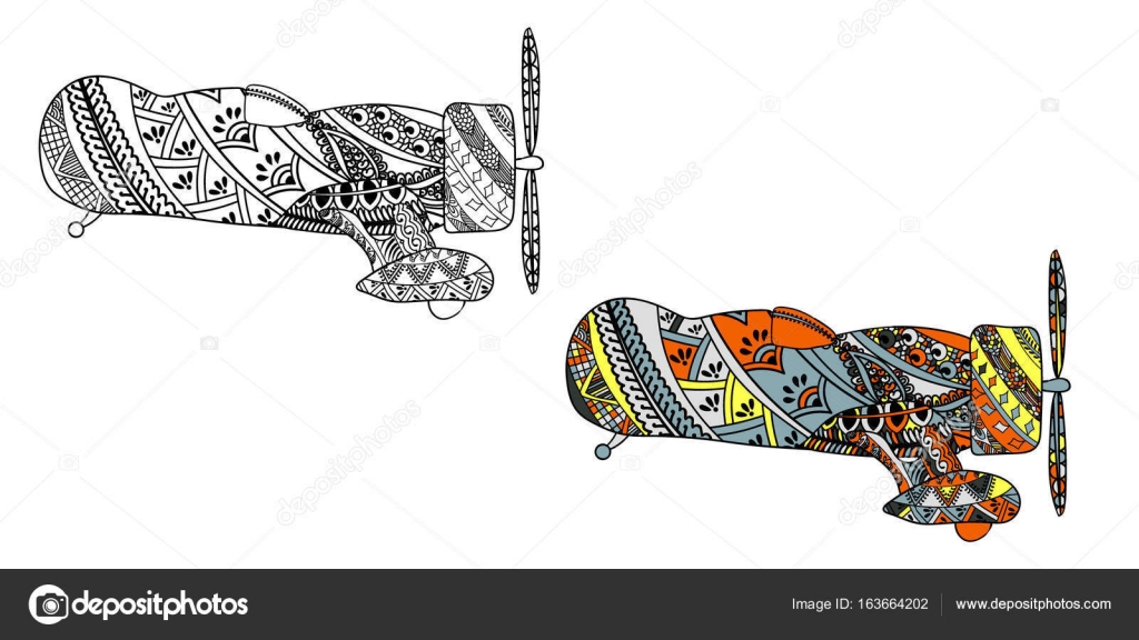 Zentangle ispirato modello per anti stress libro da colorare per adulti e bambini Nero su bianco e colorato in uno — Vettoriali di LiluArt