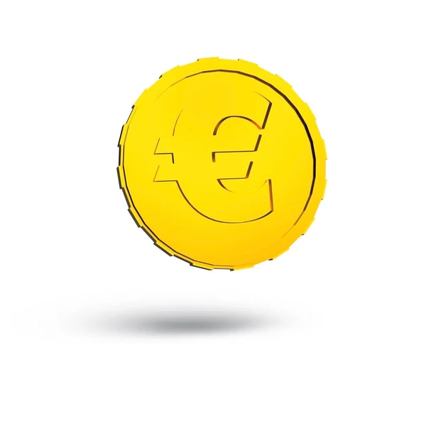 3D rendered golden euro coin isolated on white background with shadows — Stock Photo, Image