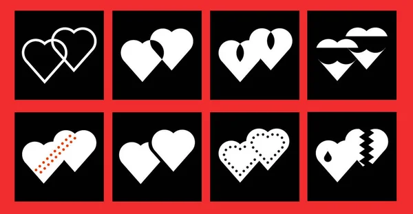 Hart lijn pictogrammen minimalistische symbolen ingesteld voor Valentines day — Stockvector