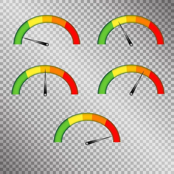 Ikona prędkościomierz. Kolorowe infografikę elementu miernik ze strzałką — Wektor stockowy