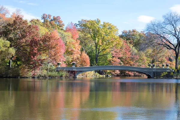 Bow bridge under hösten i Central Park — Stockfoto