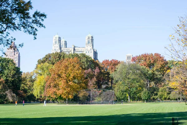 Große Rasenfläche im Herzen des Central Parks im Herbst — Stockfoto