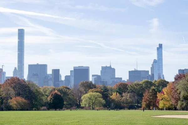 Große Rasenfläche im Herzen des Central Parks im Herbst — Stockfoto