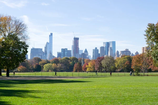 Great lawn located in the heart of Central Park during the fall — Stock Photo, Image