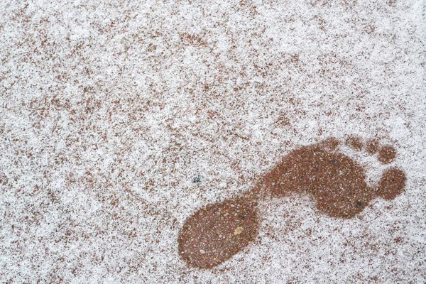 Footprint on the snow — Stock Photo, Image