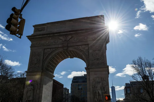 Arch in Washington Square park in Greenwich village in New York — Stockfoto