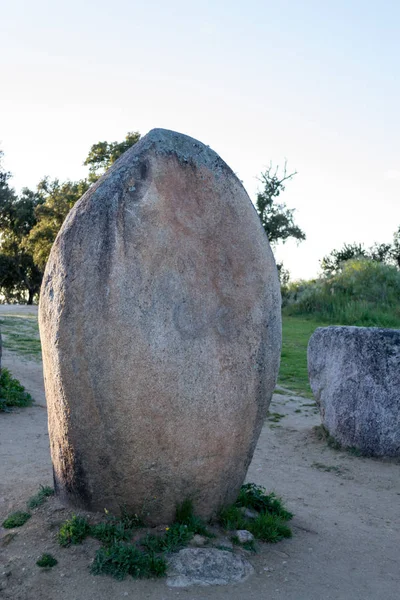 Menhires en un cromlech cerca de Evora en Portugal — Foto de Stock