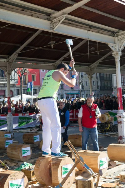 Wood chopping in Bilbao — Stock Photo, Image