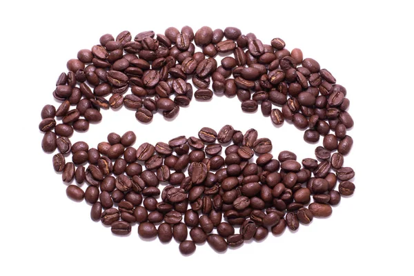 Forme de grain de café créé avec des grains de café — Photo