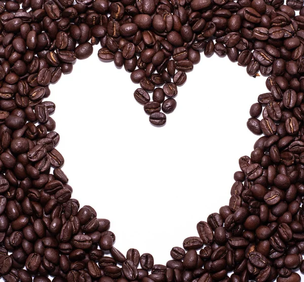 Forme de coeur café grain cadre — Photo