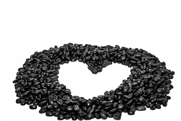 Forme de coeur café grain cadre — Photo
