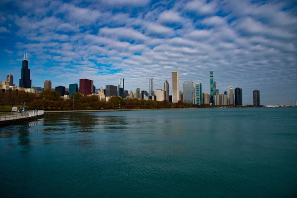 Вид Центр Чикаго Третий Численности Населения Город Сша — стоковое фото