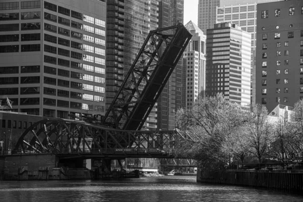 Många Broar Som Korsar Floden Chicago — Stockfoto