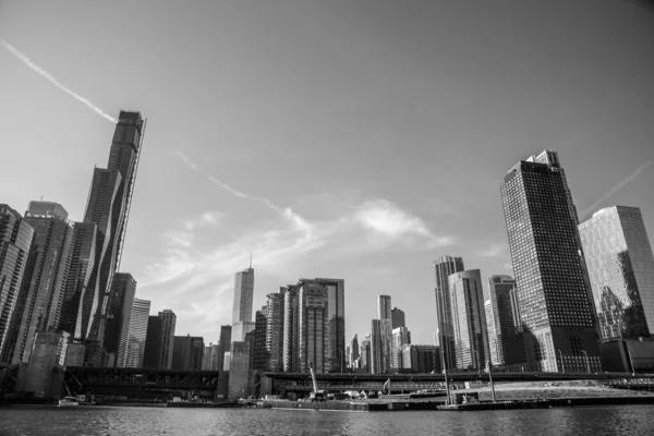 Vies Panoramy Chicago Rejsu Przy Wejściu Rzeki — Zdjęcie stockowe