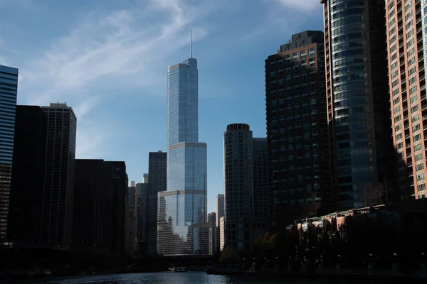 Entré Chicago Floden Från Michigan Sjön — Stockfoto