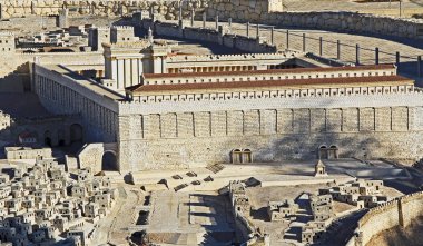 Temple Mount odaklanarak eski Kudüs'ün modeli