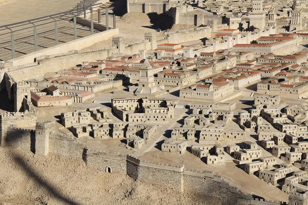 Modelo de Jerusalém Antiga Focada na Cidade Alta — Fotografia de Stock