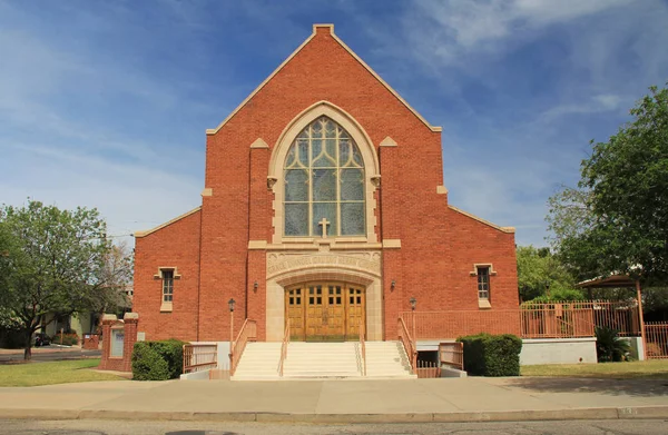 Buitenkant Van Rode Bakstenen Van Grace Evangelisch Lutherse Kerk Tucson — Stockfoto