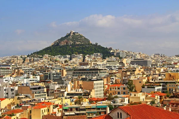 Colorful View Mount Lycabettus City Athens Greece Plenty Blue Sky — Stock Photo, Image