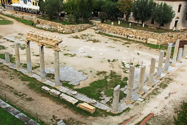 Oude Opgegraven Romeinse Agora Ruïnes Buurt Van Tower Winds Athene — Stockfoto