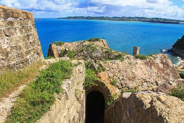 Johns Bay Stairway Looking Roofs Fort Barrington Five Islands Peninsula — Stock Photo, Image