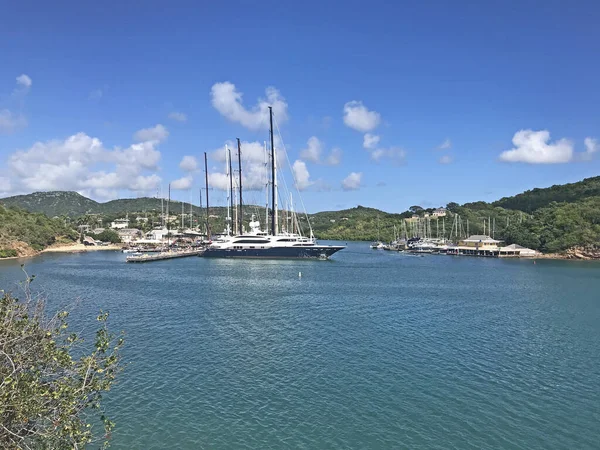 Pohled Lodě Anglickém Přístavu Jak Vidět Fort Berkeley Antigua Barbuda — Stock fotografie