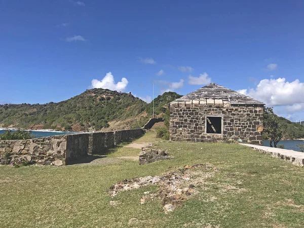 Antigua Coastline Guard House Outer Fort Wall Cannon Ports Seen — Stock Photo, Image
