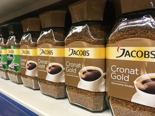 Jacobs coffee on supermarket shelves — Stock Photo, Image