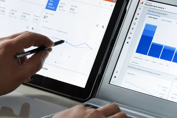 Using Google Analytics in the office — Stock Photo, Image
