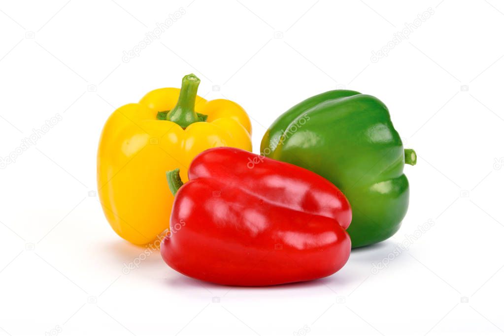 Fresh red yellow and green bell peppers