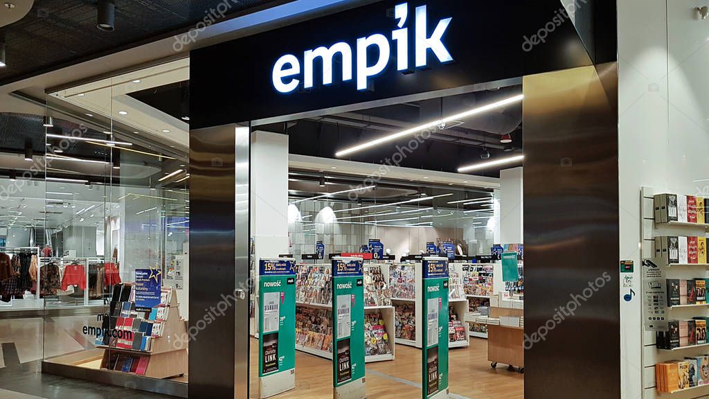 Nowy Sacz, Poland - October 28, 2019: Exterior view of the empik store.  Empik is a famous polish commercial chain selling books, international press, film, music, and software.