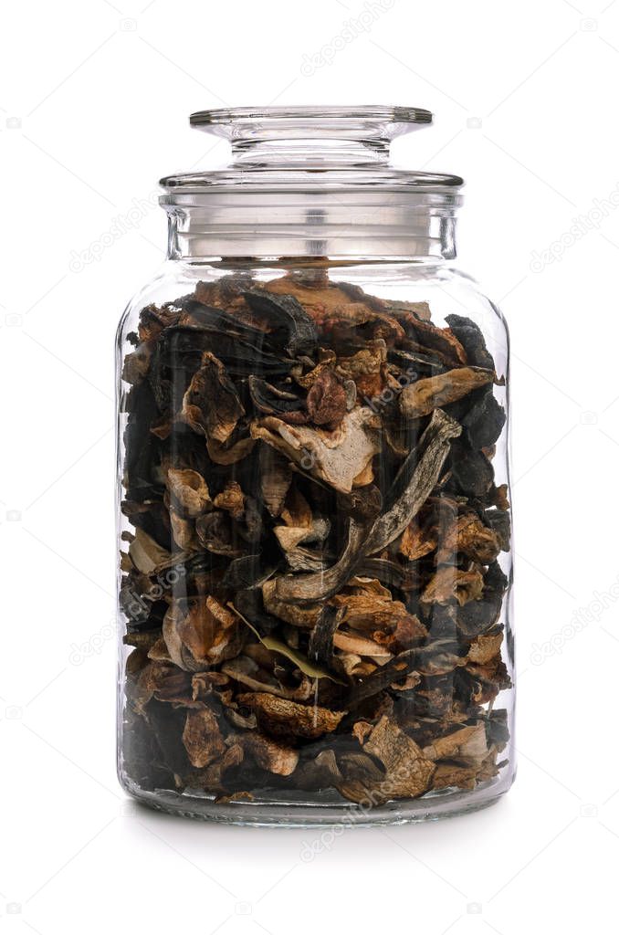 Dried mushrooms in jar