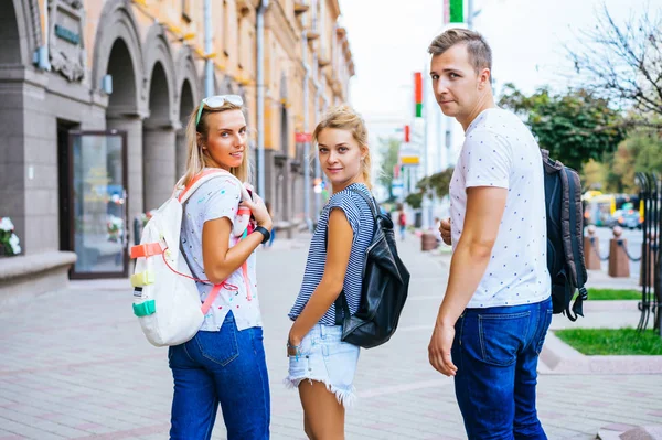 happy people on street