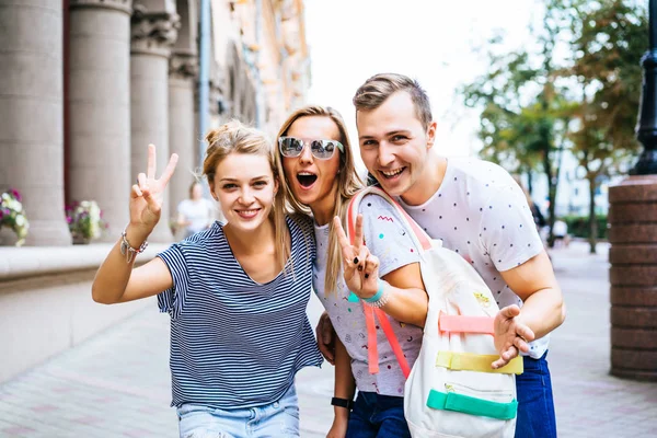 happy people on street