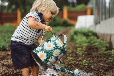 Çocuk sulama olabilir gelen çilek yataklar sprinkles